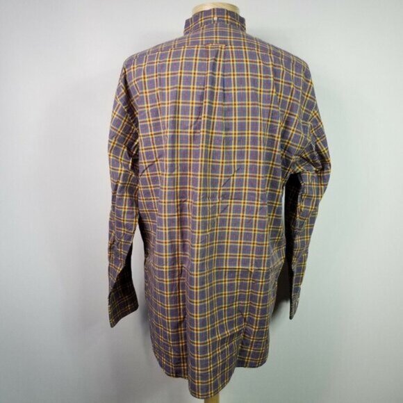 Faconnable Large Mens Multi Color Plaid Button Front Shirt Made in USA Cotton - Picture 5 of 7